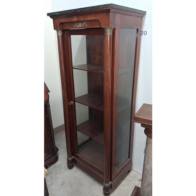 Empire Style Display Cabinet in Mahogany and Gilt Bronze with Black Marble Top, 19th Century For Sale - Image 5 of 8
