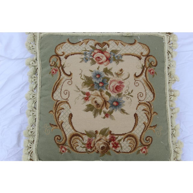 French Traditional Wool Pedi Point Down Pillow With Loop Fringe and Cotton Tassels For Sale - Image 10 of 13