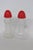 Mid 20th Century Mid Century Modern Pressed Glass Salt and Pepper Shakers Pair of 2 With Red Tops For Sale In Miami - Image 6 of 15