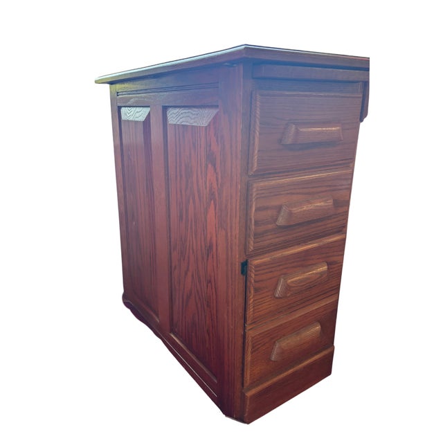 Vintage Oak Double-Pedestal Executive Desk With Writing Slides and File Drawers For Sale - Image 11 of 11