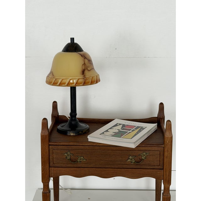 Art Deco Scandinavian Table Lamp with Amber Glass Shade For Sale - Image 9 of 14