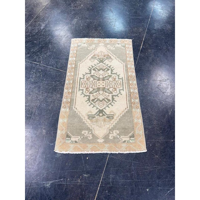 Gray Turkish Mini Rug Oriental Hand Knotted Vintage Rug 1'6" x 3' #17751 For Sale - Image 8 of 8