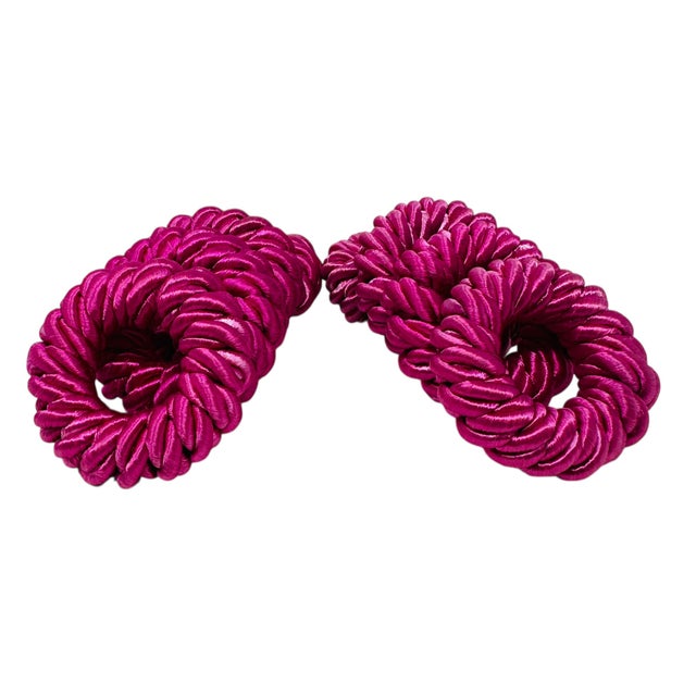 Vintage 90s Hot Pink Fabric Napkin - Rings (Set of 8) For Sale In Tampa - Image 6 of 10