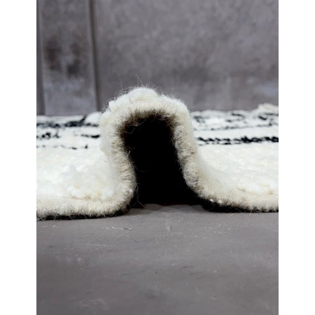 Abstract Black and White Moroccan Azilal Rug - 9.5 X 7.1 Ft For Sale - Image 3 of 8