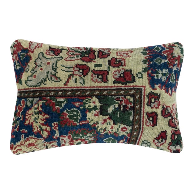 13"x20" Vintage Turkish Rug Pillow Cover. Farmhouse Decor Handmade Cushion Cover For Sale