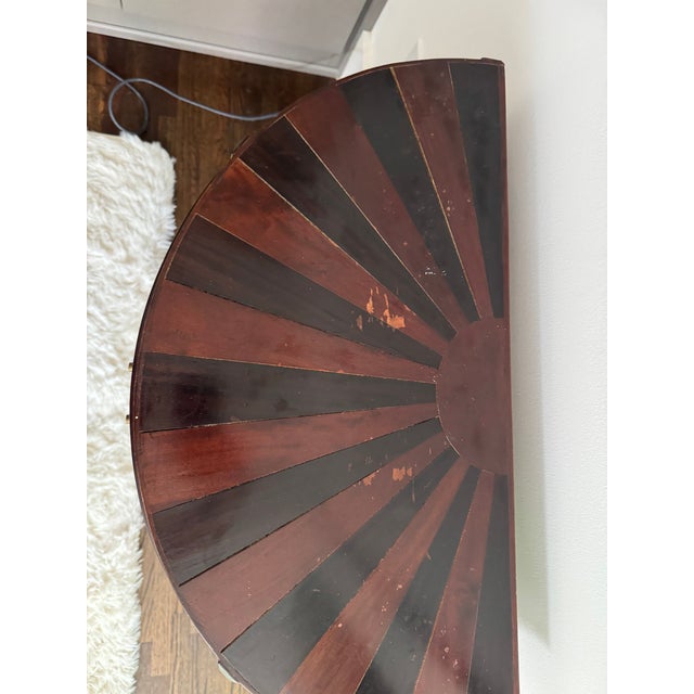 Brown Vintage Demilune Console Table Dresser, 12 Drawers For Sale - Image 8 of 12