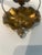 Antique Pierced Brass Jeweled Fairy Lamp Table Lamp on Ruffled Tray Catalog Reference U-348 For Sale - Image 9 of 11