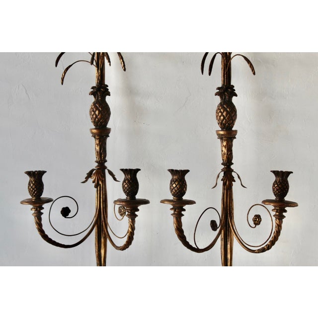 Monumental French Regency Style Gilded Wall Candle Sconces-a Pair For Sale - Image 15 of 18