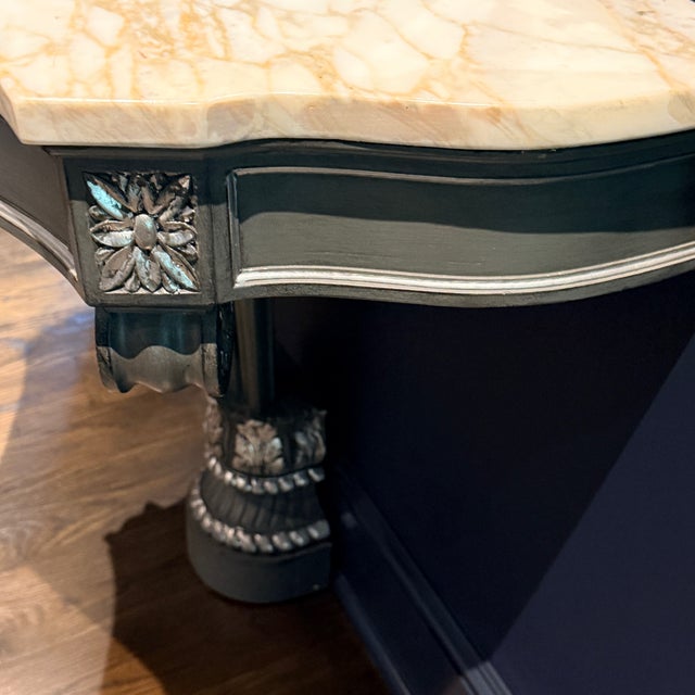 English Hollywood Regency Demilune Marble Top Console For Sale - Image 4 of 8