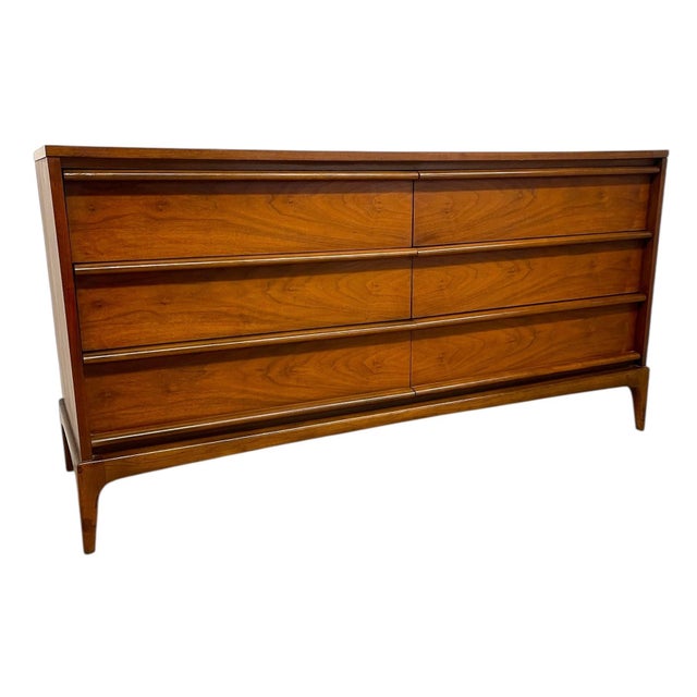 Wood Vintage Mid Century Modern Solid Walnut Credenza Dovetail Drawers. For Sale - Image 7 of 11