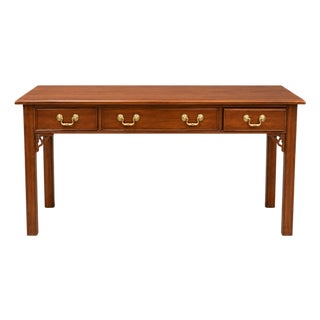 Ethan Allen Cherry Georgian Style Four-Drawer Console Table For Sale