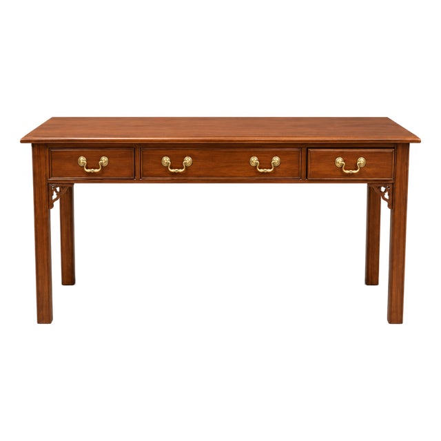 Ethan Allen Cherry Georgian Style Four-Drawer Console Table For Sale
