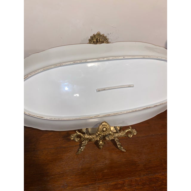 Antique Fish Platter ServeWare . Victorian Porcelain Fish Platter With a Hand-Painted Muskellunge, Circa 1891. 24.5” For Sale - Image 10 of 12