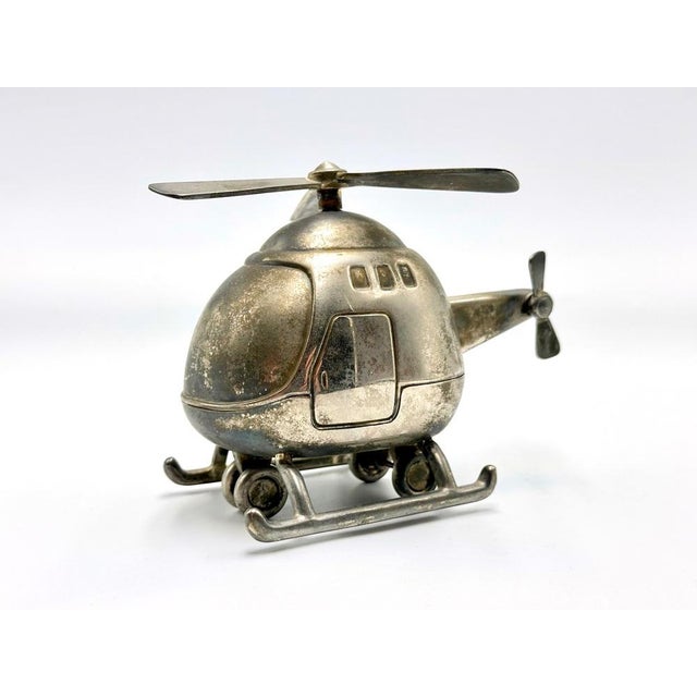 Vintage Silver-Plated Helicopter Piggy Bank, 1960s For Sale - Image 9 of 9