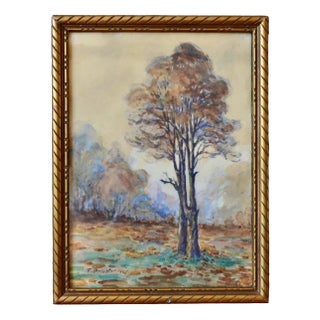 F. Brinster, Forest Landscape, 1925, Watercolor, Framed For Sale