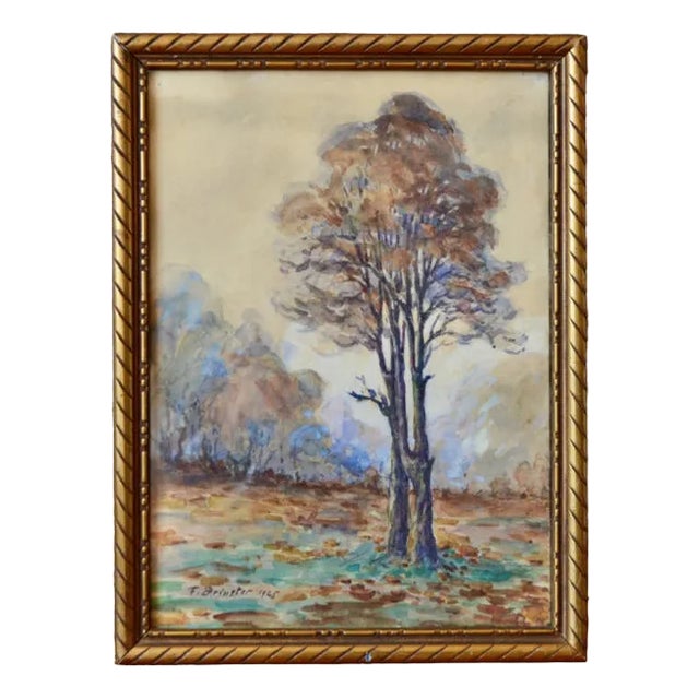 F. Brinster, Forest Landscape, 1925, Watercolor, Framed For Sale
