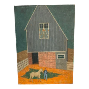 “The Barn” Painting on Panel by Kenneth Evett Kraushaar Gallery Ny