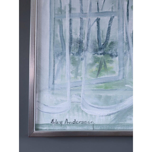 Mid-Century Modern 'Morning Light With Tulips' Vintage Original Swedish Interior Still Life Oil Painting, Framed For Sale - Image 6 of 10