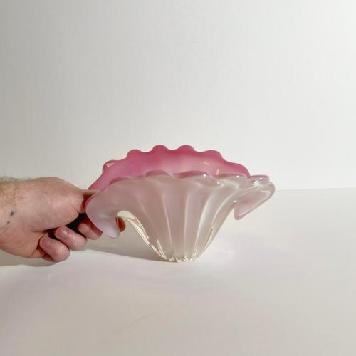 Pink Alabastro Murano Glass Clam Shell Bowl from Seguso, Italy, 1960s For Sale - Image 6 of 11