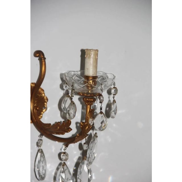 Mid-Century Italian Bronze & Crystal Sconces, 1950s, Set of 2 For Sale - Image 9 of 10