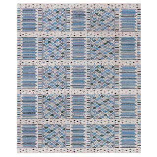 Flatweave Contemporary Geometric Slate Gray Rug "Harlequin" by Doris Leslie Blau For Sale