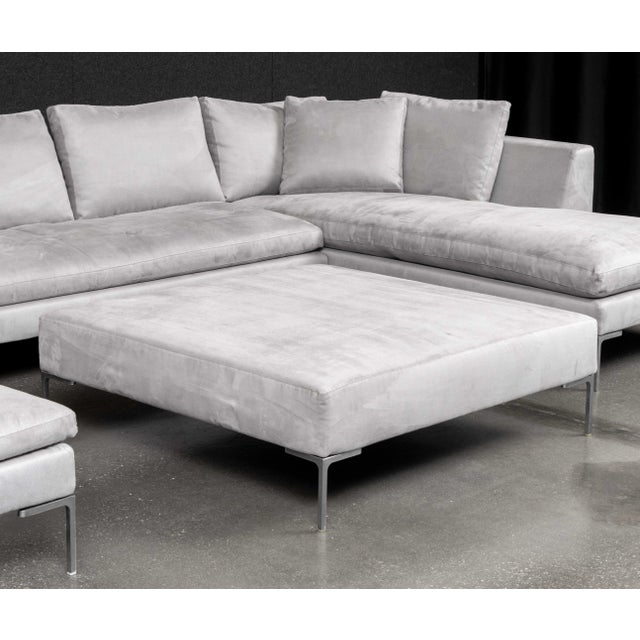 B&b Italia Gray Suede Upholstered Sectional Sofa For Sale - Image 10 of 14