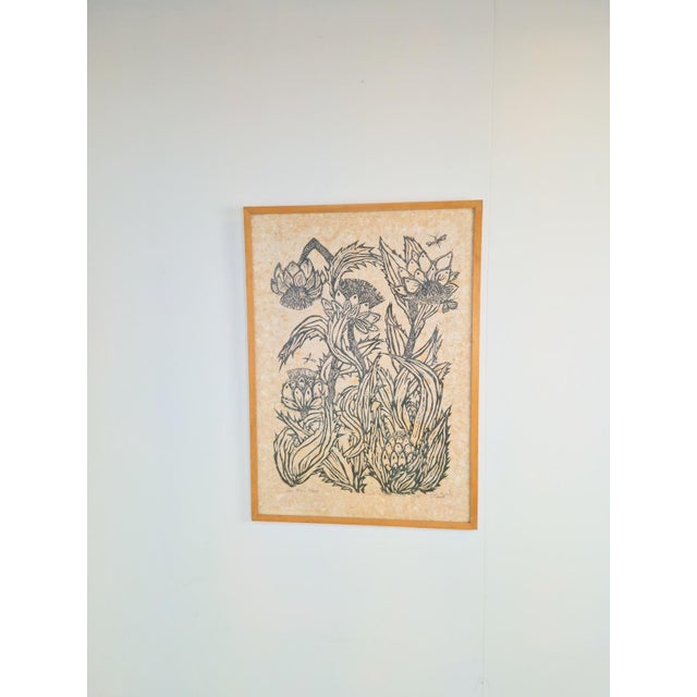 Blackthorn on handmade paper, etching, A3, Hand-printed, Botanical art, limited edition 3rd printing 1966 Framed Created...