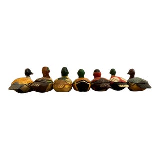 Set of 7, Vintage Mini Duck Decoy Pencil Sharpeners For Sale