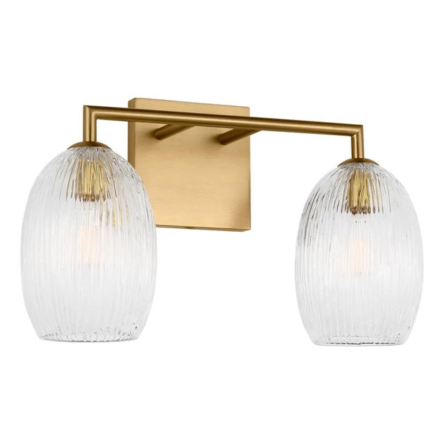 Hable by Visual Comfort Studio Serafina 2-Light Vanity Sconce in Satin Brass Gold Finish For Sale