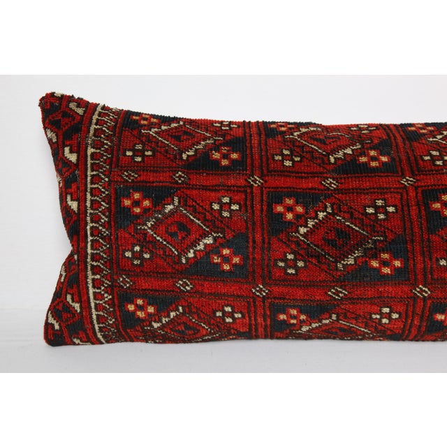 Textile Handwoven Antique Tribal Turkoman Rug Pillow Cover 16'' X 40'' For Sale - Image 7 of 11