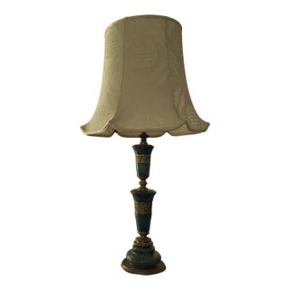 Vintage Green Malachite and Brass Table Lamp For Sale