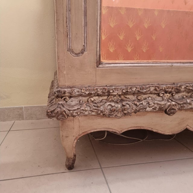 Late 18th Century Piedmontese Display Cabinet in Ivory with Silver Mecca Frame, 1780 For Sale - Image 5 of 13