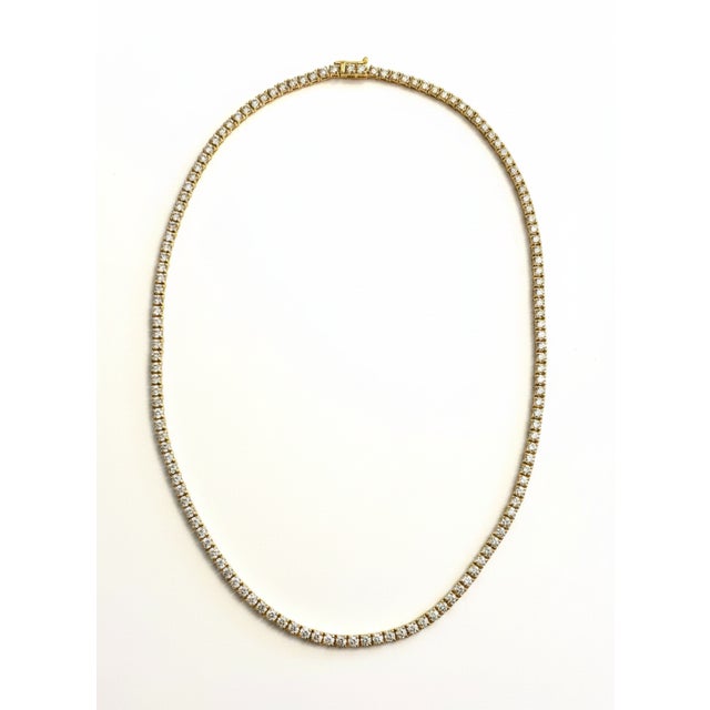 14k Yellow Gold Natural Diamond Tennis Necklace 11.8 Ct For Sale In Atlanta - Image 6 of 6