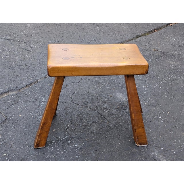 1960s Vintage Solid Wood Brutalist Stool, Dutch Design For Sale In Washington DC - Image 6 of 7