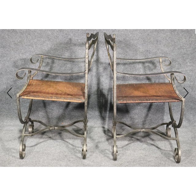 Mid-Century Modern Pair of Iron Armchairs For Sale - Image 3 of 9
