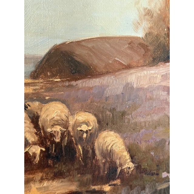 Framed Dutch Oil on Canvas "Sheep in the Field", Late 19th Century For Sale In Savannah - Image 6 of 8