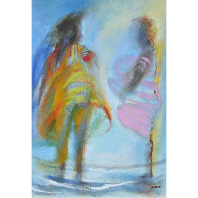 Roberto Cuccaro, Two Figures, Original Gouache on Paper, 2000s For Sale