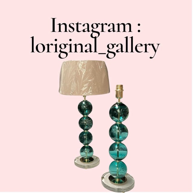 Mid-Century Modern Murano Glass Lamps in the style of Gino Cenedese, 1980, Set of 2 For Sale - Image 3 of 10