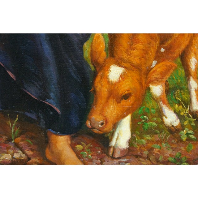 Late 20th Century Afterglow in Egypt Oil Painting After William Holman Hunt Canvas Framed 36" For Sale - Image 9 of 11