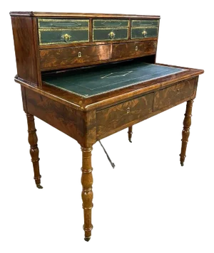 Louis Philippe Mahogany Document Desk With Leather Faced Drawers