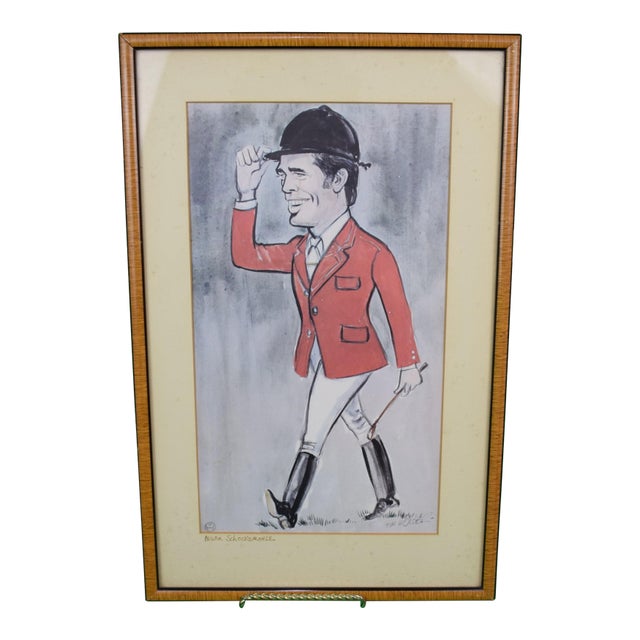 Mid 20th Century German Show-Jumper, Alwin Schockemohle Watercolour by Tim Holder For Sale