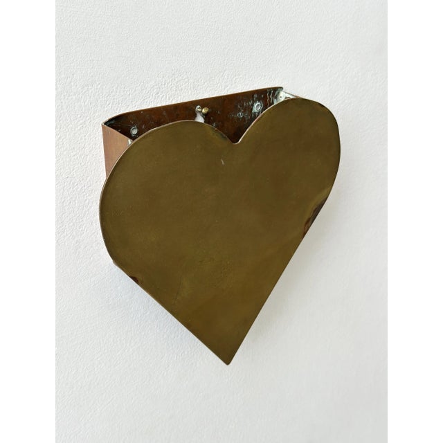 Brass Vintage Brass + Copper Heart Wall Pocket, Circa Mid-20th Century For Sale - Image 8 of 13