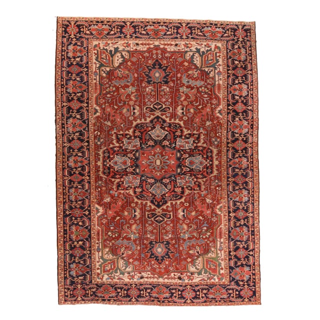 Antique Red Heriz Persian Area Rug For Sale - Image 4 of 4