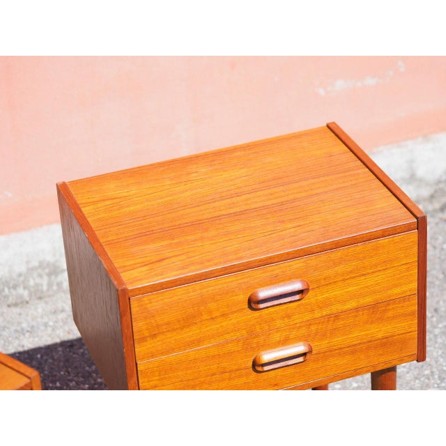 Vintage Teak Veneer Bedside Tables, Denmark, 1960, Set of 2 For Sale - Image 4 of 13