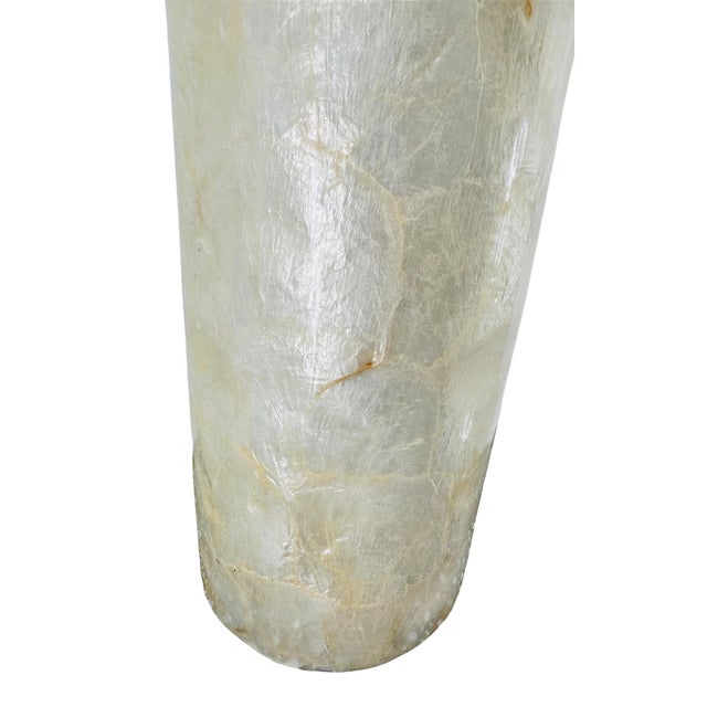Rare 1990s Murval Paris Capiz Shell Vase - 17.75" Tall French Designer Floor Vase - Iridescent Natural Shell Inlay - Mid Century Modern Paris Decor For Sale In Tampa - Image 6 of 13