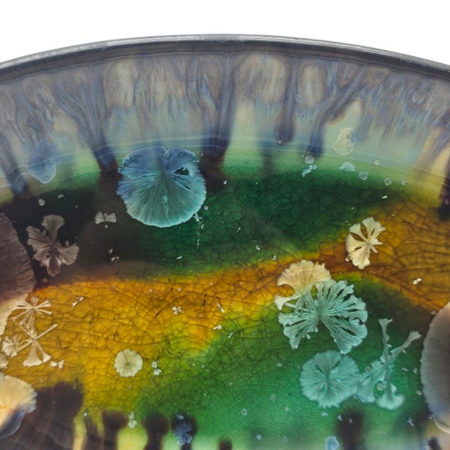 Ceramic Edgecomb Potters Crystalline Glaze Oval Studio Pottery Dish 11.5" For Sale - Image 7 of 12