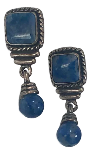 Native American Lapis Lazuli Sterling Drop Earrings, a Pair