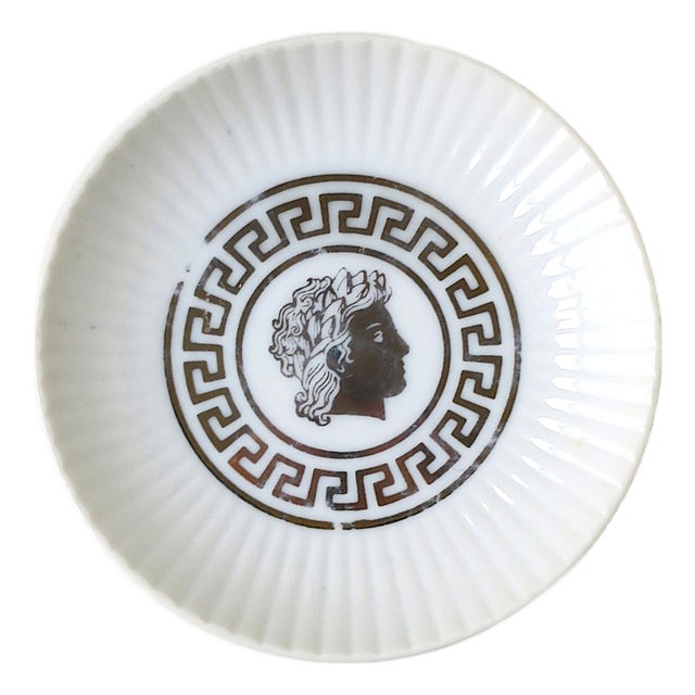 Porcelain Jewelry Dish With Greek-Key Design, Mid-20th Century For Sale