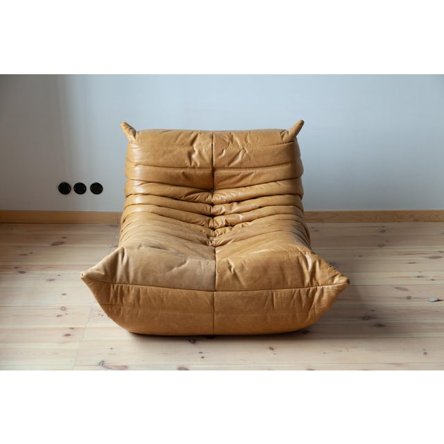 Animal Skin Togo Set in Camel Leather, 1970s, Set of 5 For Sale - Image 7 of 13