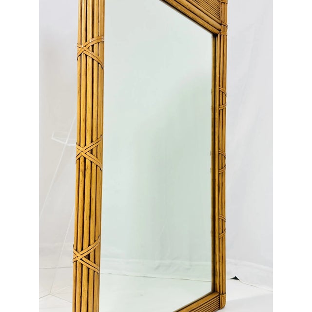 Wood 1980s Pencil Reed and Rattan Wall Mirror in the Style of Gabriella Crespi For Sale - Image 7 of 11